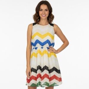 Cutie NWOT Colorful Chevron Sleeveless Dress Sleeveless Lined